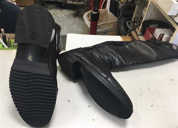 乗馬靴のオールソールの貼替え修理、4