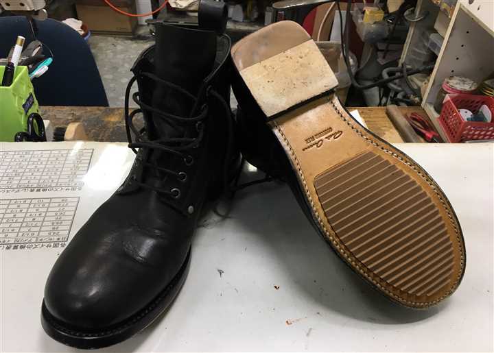 リックオウエンスのブーツのソール補強修理、1